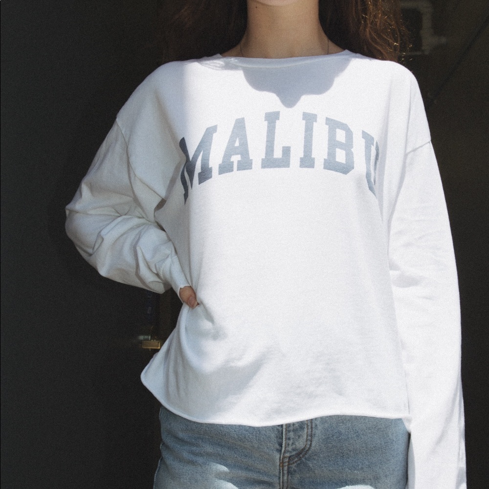 brandy melville white malibu cropped long sleeve